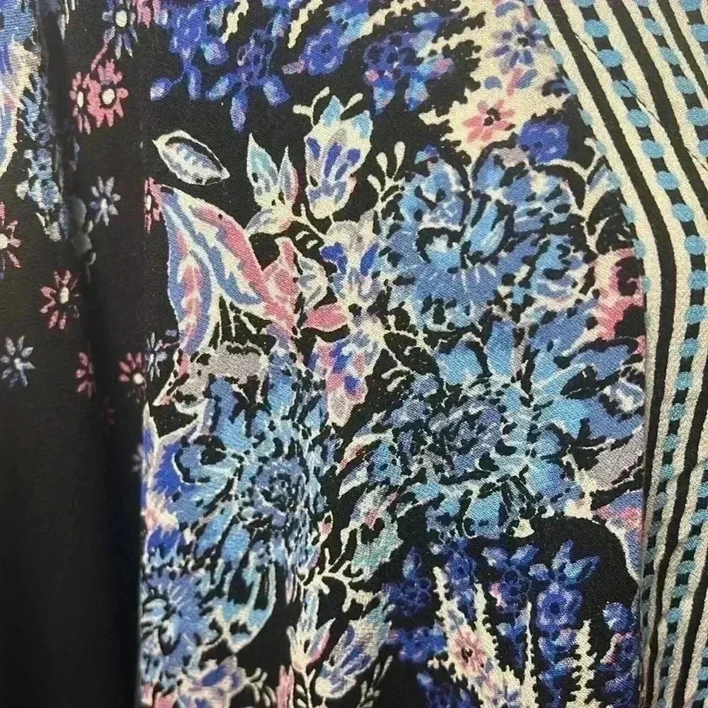 Free People Mix N’ Match V-Neck Boho Floral Oversized Kimono Top Size Small